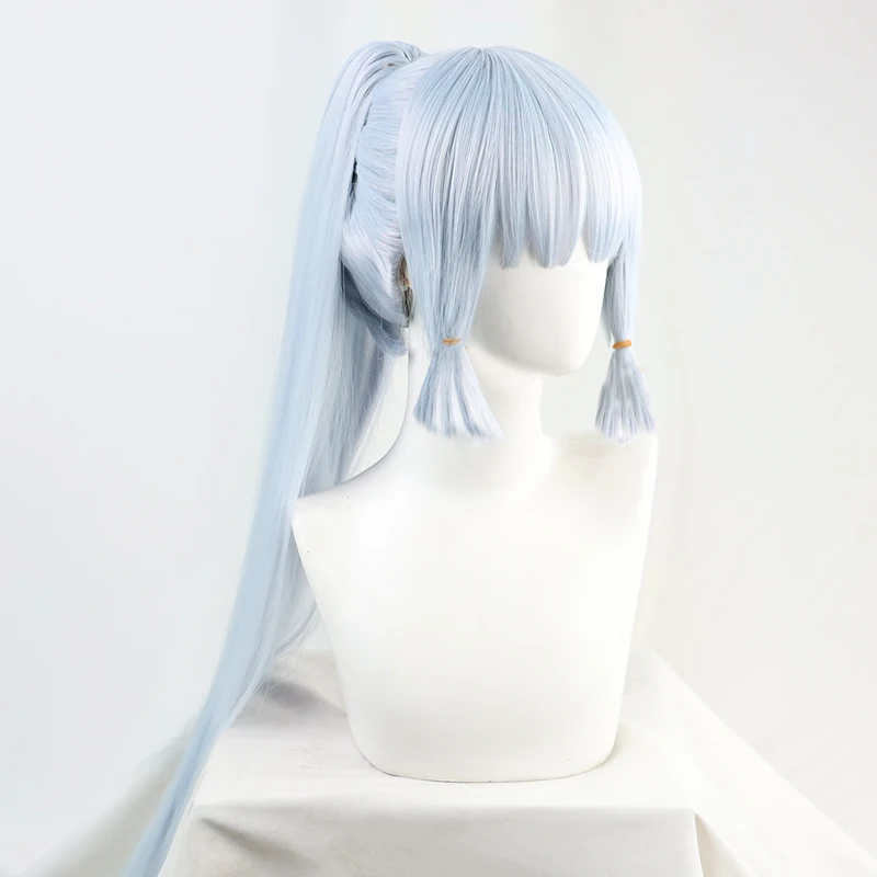 Genshin השפעה Kamisato Ayaka קוספליי הפאה כחול בהיר ארוך שיער C00411