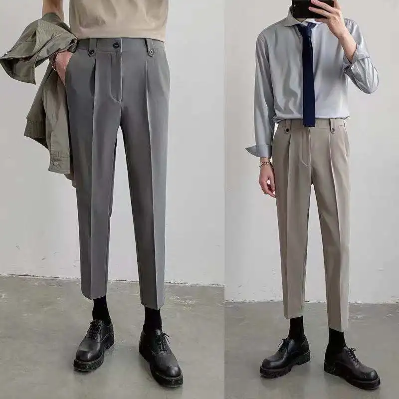 חליפת מכנסיים גברים אופנה חדשה מותג בגדי הגברים ישר מתאים אביב סתיו עסקים למתוח צבא מזדמנים מכנסיים זכר A97
