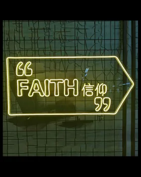 אור דקורטיבי האמונה הסינית עם חץ ניאון אור מסעדה אביזרים בר החלום האמריקאי Enseigne Lumineuse צינורות זכוכית