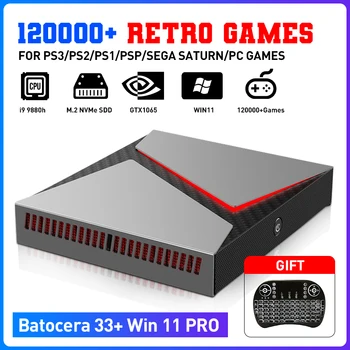 מיני רטרו קונסולות משחקים עם 120000 משחקים עם מידע i9 9880H 8 ליבות Nvidia GTX 1650 4G גרפיקה Batocera 33 עבור PS3 /PS2/אס. אס.
