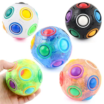 קשת כדור שחרור לחץ מסתובב גירוסקופ לילדים פאזל עגול 12 חורים מעורב צבע קסם כדור צעצועים מתנה בשביל הילד
