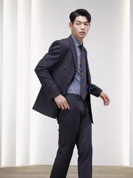 lis2416 קיץ חדש עם שרוולים קצרים חליפה גברית הגירסה הקוריאנית של סלים מגמה נוער רזה סעיף כותנה קליל נאה