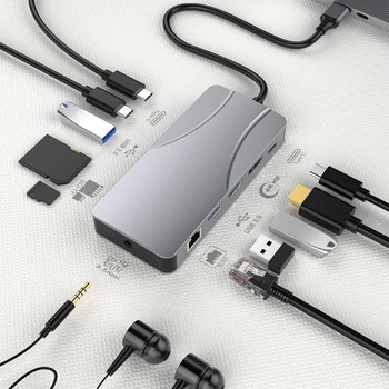 11 1 USB C רכזת Multiport מתאם רב-תפקודית סוג C ל-HDMI תואם-רכזת 100W משטרת עבור מחשב נייד