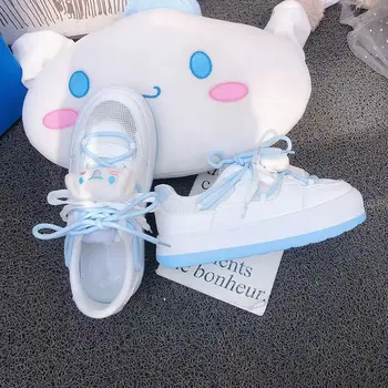 Kawaii Sanrio Cinnamoroll לוח הנעל ההגירה אנימה חיצוני לנשימה רשת עבה עם סוליות מזדמן חופשי נעל קטיפה צעצוע בחורה סטודנט מתנה