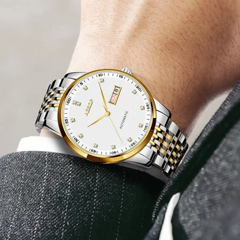 איזופוס מותג זהב אוטומטי שעונים לגברים יוקרה ספיר עסקים מכאני שעון יד עמיד למים אופנה מזדמן רלו גבר