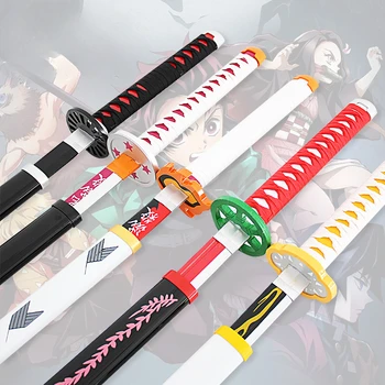 104cmkatana שד קוטלת Nichirin להב אוסף אנימה חרב מודל Kamado Tanjirou עץ Cosplay הנשק מתנות צעצועים לילדים