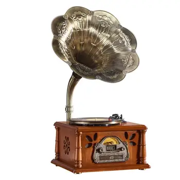 צלילים באיכות גבוהה גימור עץ אודיו רמקולים גרמופון עתיק