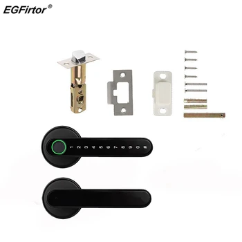 EGFirtor טביעת אצבע להתמודד עם חכם, מנעול דלת אלקטרוני סיסמא מסך מגע לוח מקשים מקש נעילת עץ מנעול חכם, מנעול