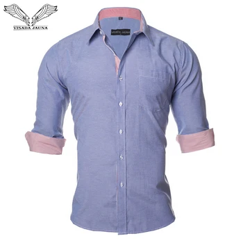 VISADA JAUNA אירופה גודל גברים חולצה חדשה טלאים זכרים modis בגדים Chemise עסקי מזדמן LongSleeve camiseta masculina N9036