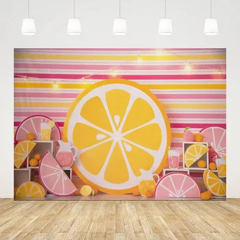 צילום רקע צהוב לימון, לימונדה, פירות ארץ בחורה 1 מסיבת יום הולדת פסים קישוט רקע צילום סטודיו אביזרים