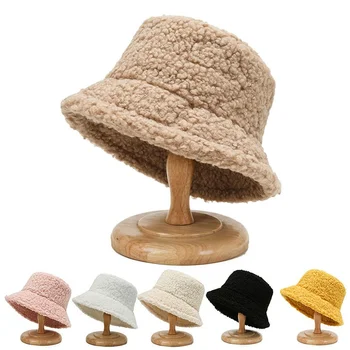 נשים סתיו חורף חם מעובה דייג אופנה חדשה מלאכותית ארנב פרווה דלי כובע כובע פנמה קטיפה אגן כובע ליידי קאפ