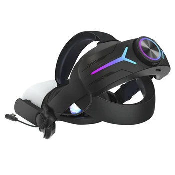 1 יח ' רצועת ראש עם 8000Mah סוללה עבור אוקולוס Quest 2 להאריך את זמן המשחקים מתכוונן עילית רצועת VR חלקי פלסטיק (שחור)