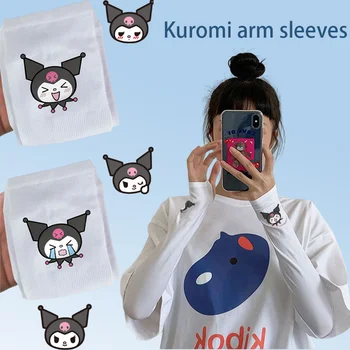 Sanrio אנימה Kuromi מגן UV שרוולים קיץ חדשה חיצוני קרם הגנה מצויר אופנה אלסטי לנשימה היד קרח משי, שרוולים