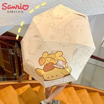 מטריה Sanrio אנימה פונפון Purin יצירתי Kawaii קריקטורה מתקפל נייד קרם הגנה נגד השמש Uv מטריה חמוד, מתנת יום הולדת