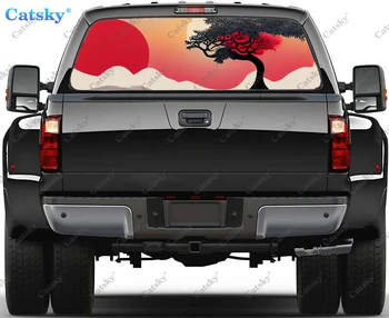 בסגנון יפני אמנות משאית חלון אחורי המדבקה מדבקה גרפי חומר PVC משאית מדבקה ויניל מחורר משאית אוניברסלי