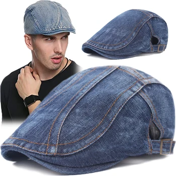 מתכוונן ג 'ינס כתב קאפ עבור נשים גברים מזדמנים יוניסקס ג' ינס כובע הברט מוצק צבע כתב כובע אביב סתיו כובעים גברים חורף