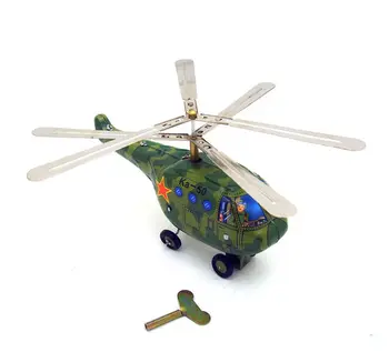 [מצחיק] למבוגרים אוסף רטרו בסופו צעצוע מתכת פח מסוק צבאי מטוס שעון דמויות צעצוע מודל וינטג ' צעצוע מתנות