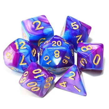 7 חתיכות Polyhedral קוביות כפול-צבעים רב קוביות בר מועדון לילה לוח משחק בידור כלים