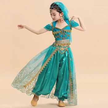 הערבי נסיכה, תחפושת Cosplay ריקוד הודי לילדים בוליווד בגדים נסיכה מפוארת התלבושת