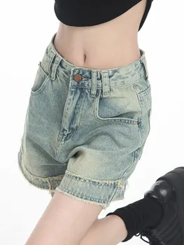 לנשים ג 'ינס קצרים 2023 הקיץ רופף גבוהה המותניים כחולים רחבים מכנסי ג' ינס קצרים בסגנון קוריאני מזדמן Y2k רחב הרגל במכנסיים קצרים.
