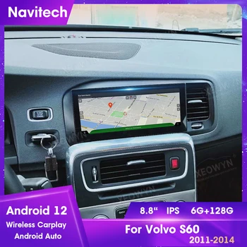 אנדרואיד 12 מולטימדיה לרכב עבור וולוו S60 V60 2011 -2014-2017 LHD אוטומטי רדיו 64GB נגן וידאו חכם apple carplay headuniu