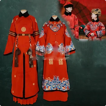 סינית מסורתית החתונה האדומה Hanfu תחפושת סטים של שושלת צ ' ינג קיסר וקיסרית Hanfu החדש משחק טלוויזיה הסיפור של YanXi ארמון