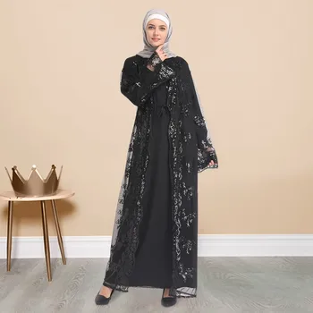 רמדאן אורגנזה פתח Abaya דובאי, טורקיה Kaftan המוסלמי על נשים קימונו צנוע חלוק נשי גלימה Marocain האסלאם בגדים