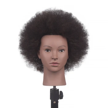 אפרו ראשי בובות עם אמיתי 100% שיער אדם והשתלמויות הכשרה הראש על סלון לקוסמטיקה והגמד דמה על ראשי בובות שיער