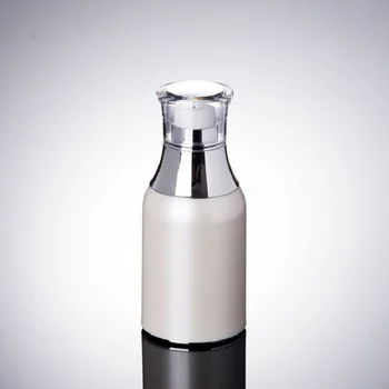 50ML לבן פנינה נטול אוויר הבקבוק כסף הצווארון השקוף המכסה נטול אוויר בקבוק סרום/קרם/תחליב/fundation אריזה