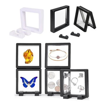 10Pcs 3D צפה דוכן תצוגה מסגרת מטבעות מחזיק תכשיטים תיבת אחסון המקרה המדליון אתגר מטבע תכשיטי אוסף הסיכות