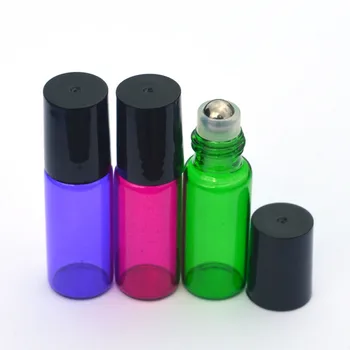 20pcs אופנה צבעוני בושם מדגם 5ml הרים בקבוק שמן אתרי ריק בקבוק זכוכית רול על הבקבוק