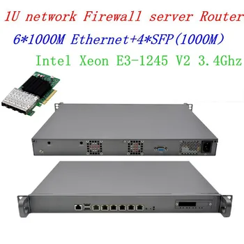 1U שירותי פס רחב נתב חומת אש עם 4*SFP עם 6* i211 1000M Gigabit lan Inte Quad Core Xeon E3-1245 V2 3.4 G