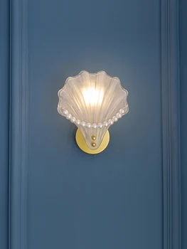 מודרני פשוט E14 LED זכוכית המנורה בחדר השינה ליד המיטה בסלון רקע קיר ילדה לב פרל מעטפת מנורת קיר
