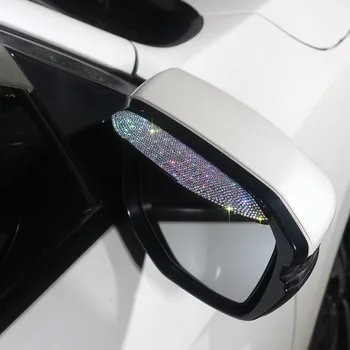 המכונית המראה האחורית גשם הגבה ריינסטון קריסטל קישוט רכב גשם מגן כיסוי מגן עם יהלומים בלינג עיצוב