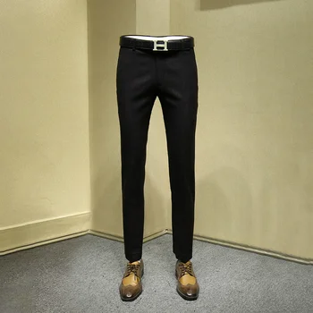 גברים הרבה זמן רשמי מכנסיים צעיר שחור אקארד חליפת מכנסיים המשרד מכנסיים mens שמלת מכנסיים סלים שמלה מכנסיים לגברים בתוספת גודל 36