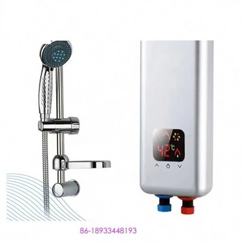 מיני 5.5 KW tankless חשמלי מחמם מים מיידי על מקלחת אמבטיה כל הבית, חדר אמבטיה עם תצוגה דיגיטלית