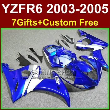 פלסטיק ABS מותאם אישית fairing חלקים ימאהה fairings YZF R6 2003 2004 2005 כחול fairing ערכת r6 03 04 05 W7IU