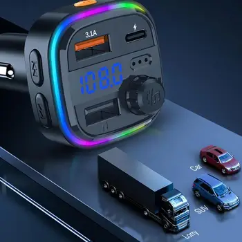 רכב Bluetooth 5.0 FM משדר אודיו מתאם USB לרכב אלחוטי מהיר 3.1 רמקול ערכת MP3 דיבורית שחקן מטען X0B5