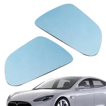 2pcs הרכב רחב זווית המראה חום עמיד למים Anti Glare גדול החזון המראה האחורית עדשה כחול מראה היפוך עדשה עבור דגם 3/Y