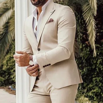 בז ' חתן חליפות חתונה Slim Fit עסקים חליפות גברים האחרון העיצוב 2 חתיכות בלייזר עם מכנסיים האופנה הגברי 2023