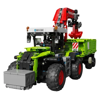 טכנית MOC חווה טרקטור הנדסה דגם רכב אבני בניין עיר מכני לטרקטור מכונת לבנים צעצועי ילדים מתנה