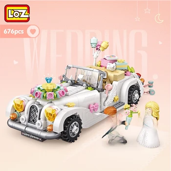 לוז 1119 אוהב חתונת יוקרה לרכב הרכב פרח הבלון מודל 3D DIY מיני בלוקים לבנים בניית צעצוע לילדים מתנת