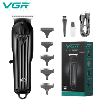 VGR שיער גוזם שיער מקצועי קליפר חשמליים T-להב שיער מכונת חיתוך 0mm תצוגת LED הספר גוזם לגברים V-982
