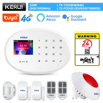 KERUI W20 4G WIFI GSM Tuya APP בית חכם הגנת אבטחה שפה 8 נגד גניבת אזעקה חבילה האזעקה 2.4 אינץ ' אלקסה