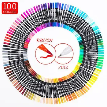 G5AA כפולה-טיפ עטי סמן 100 צבעים מברשת עט לרעיונות צביעה קבלת הכרטיס