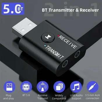 USB 5.0 Bluetooth משדר מקלט אודיו מתאם AUX 3.5 מ 
