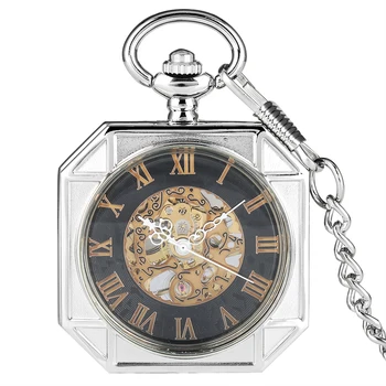 עתיק מתומן שלד מכאני שעון כיס Fob שעונים שרשרת Steampunk הולו זכר שעון תליון שעונים רלו דה Bolsillo