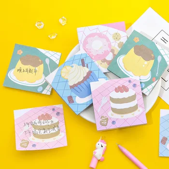 Kawaii עוגת מסיבת Memo Pad הודעה פתקים דביקים דקורטיביים ילדה חתול 'פנקס רשימות' הערה נייר ממו מכשירי כתיבה, ציוד משרדי